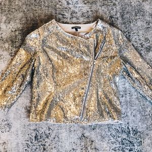 Express gold sequin motto jacket